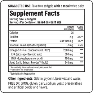 Kyolic Aged Garlic Extract Formula 150, Cholesterol and Circulation Health, Omega-3 180 Soft Gels (Packaging May Vary)