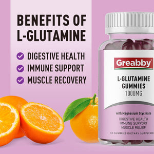 L Glutamine 1000Mg Gummies - Muscle Relief & Immune Support, Amino Acid Supplement with Magnesium Glycinate, Vegan & Non-Gmo, Gluten Free (120 Count) 