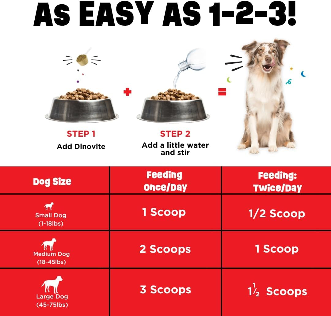 Dinovite Probiotic Supplement for Dogs - Omega 3 for Dogs - Hot Spot Relief - Skin & Coat Supplement for Dogs - 30 Day Supply (30 Day Supply, Large Dogs (45+ Lbs))