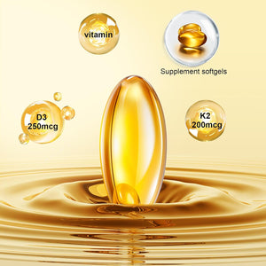 Vitamin D3 K2,K2 D3,Supplement Softgel,10000 IU VIT D3 + 200 MCG Vitamin K2,Microingredients Vitamin D3 K2,K2 D3 Vitamin Supplement,Micro Ingredients Vitamin D3 K2,300 Pcs., Yellow 