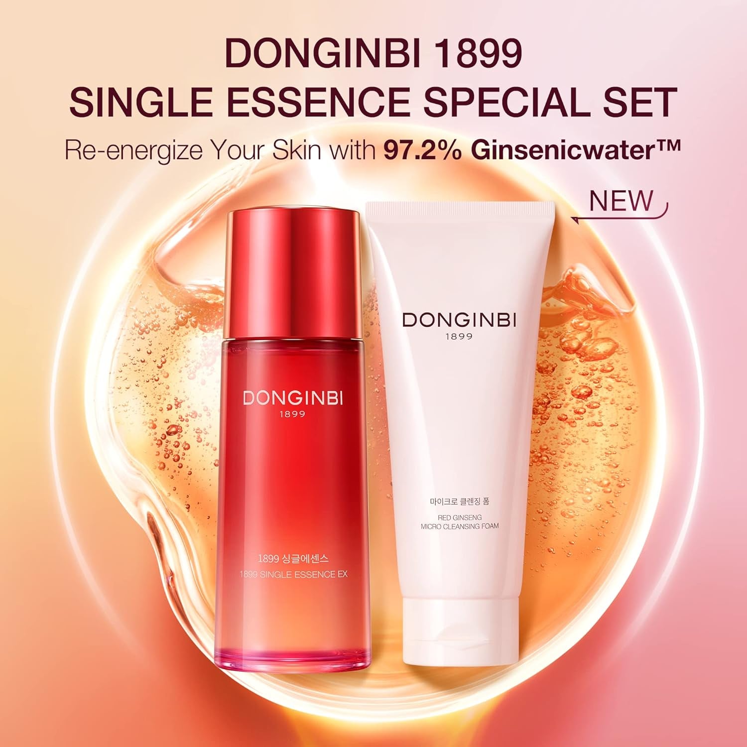 DONGINBI 1899 Single Essence, Anti-Aging, Korean Red Ginseng Skin Care, Improved Skin Environment, 70Ml