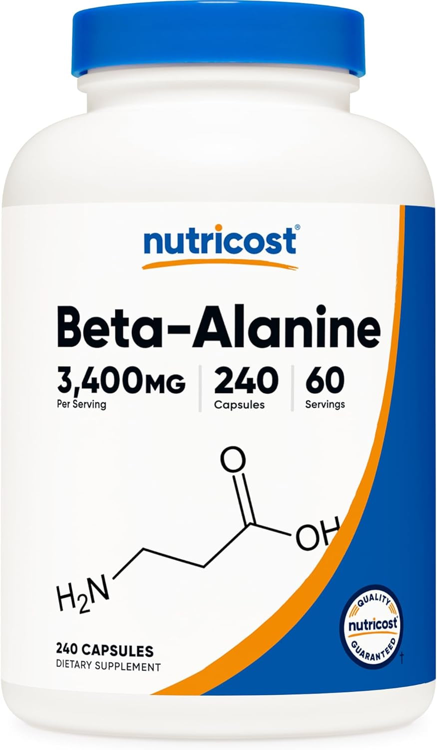 Nutricost Beta-Alanine Capsules 3400Mg, 120 Caps (30 Serv) - Potent Beta Alanine, Gluten Free & Non-Gmo, 850Mg per Cap