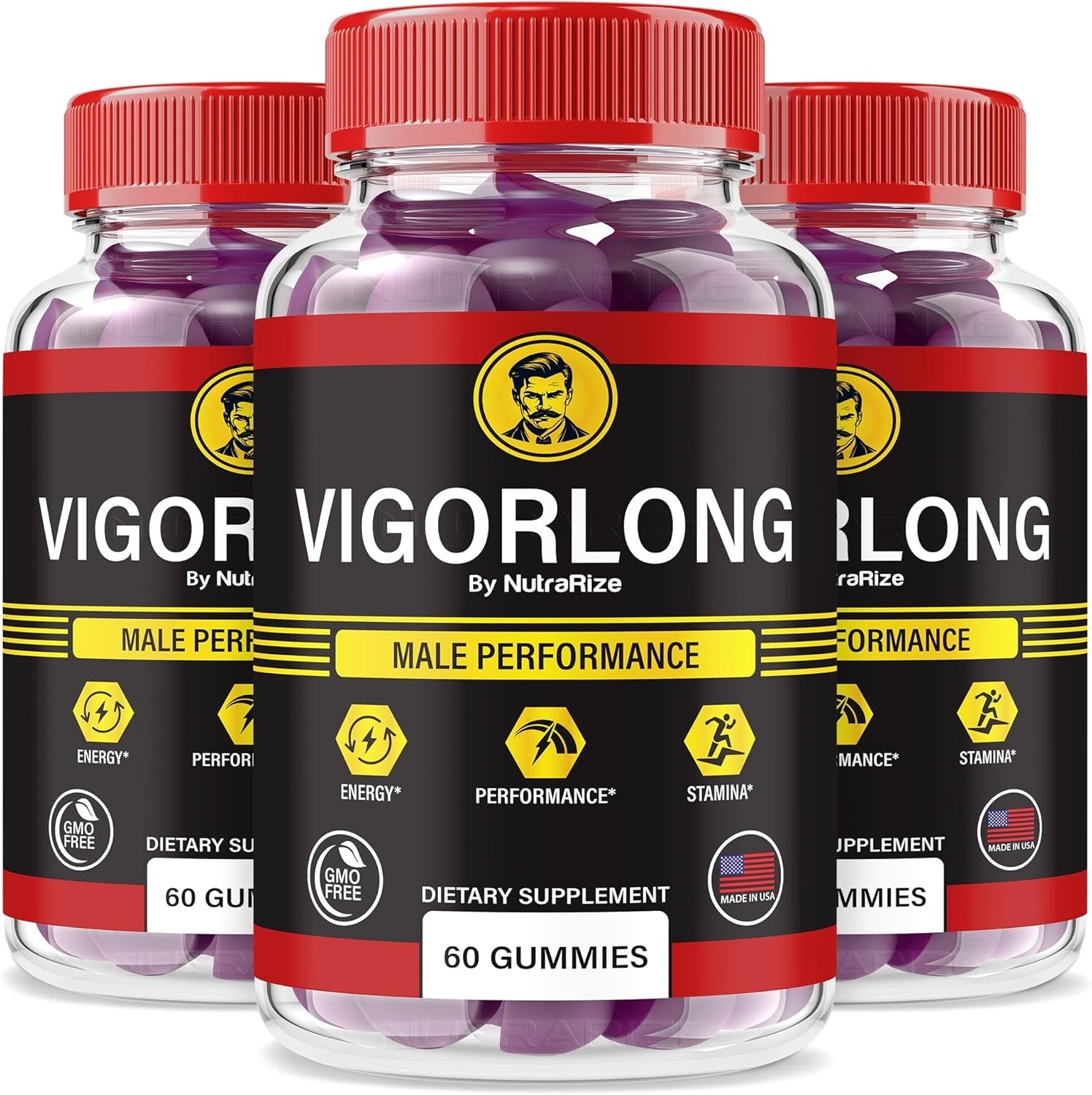 (3 Pack) Vigorlong Gummies for Men – Official Vigor Long Male Formula with a Natural Blend to Support Energy, Stamina & Performance | Great-Tasting, Easy-To-Chew Daily Gummy (180 Gummies) 