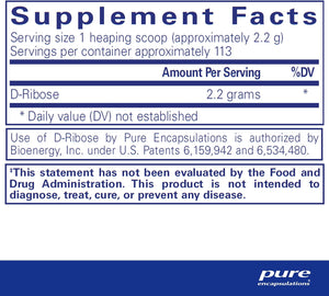 Pure Encapsulations Ribose | Hypoallergenic Supplement with Rapid Energy Repletion for Intense Exercise | 8.8 Ounces