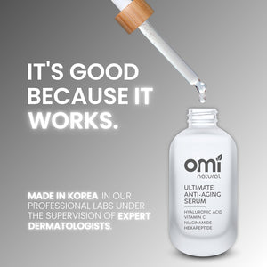 OMI Natural- Korean Premium Serum. 2% Hyaluronic Acid, 10% Niacinamide, 15% Vitamin C, 5% Hexapeptides. anti Aging, Hydrating, anti Wrinkle, Antioxidant, Dark Spot Reducer for Face. 1.69 Fl Oz/ 50Ml