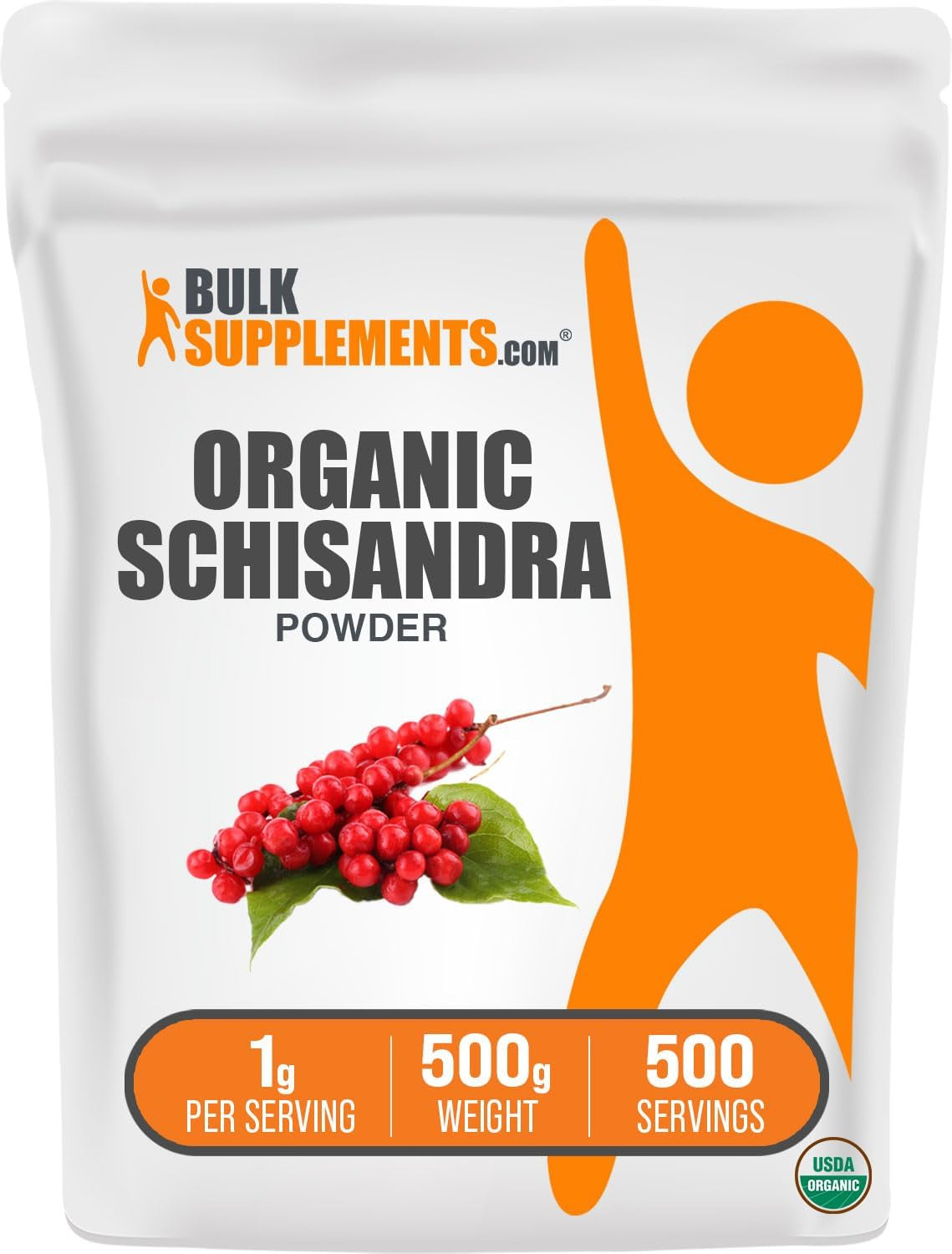 Bulksupplements.Com Organic Schisandra Powder - Schisandra Supplement, Schisandra Organic Powder - from Schisandra Berry, Gluten Free - 1000Mg per Serving, 500G (1.1 Lbs) (Pack of 1)