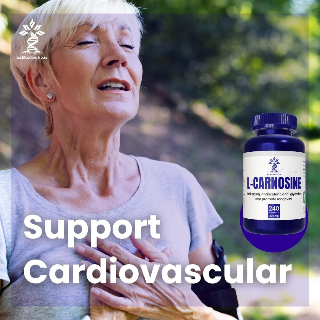 L-Carnosine 400Mg Capsules, 240 Count, L-Carnosine Supplement for Immune Support, Cellular Health, Energy Production, and Performance Enhancement