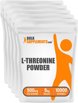 Bulksupplements.Com L-Threonine Powder - L-Threonine Supplement, L Threonine 500Mg - Amino Amino Supplement for Skin & Joints, Gluten Free - 500Mg per Serving, 5Kg (11 Lbs), Pack of 5