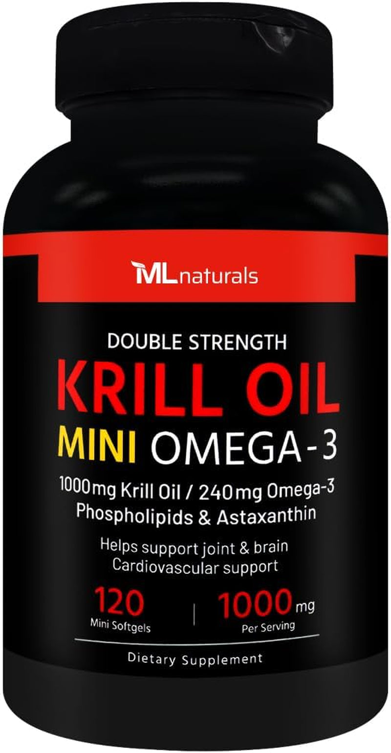 Krill Oil Mini Omega 3 1000 Mg, 120 Softgels.