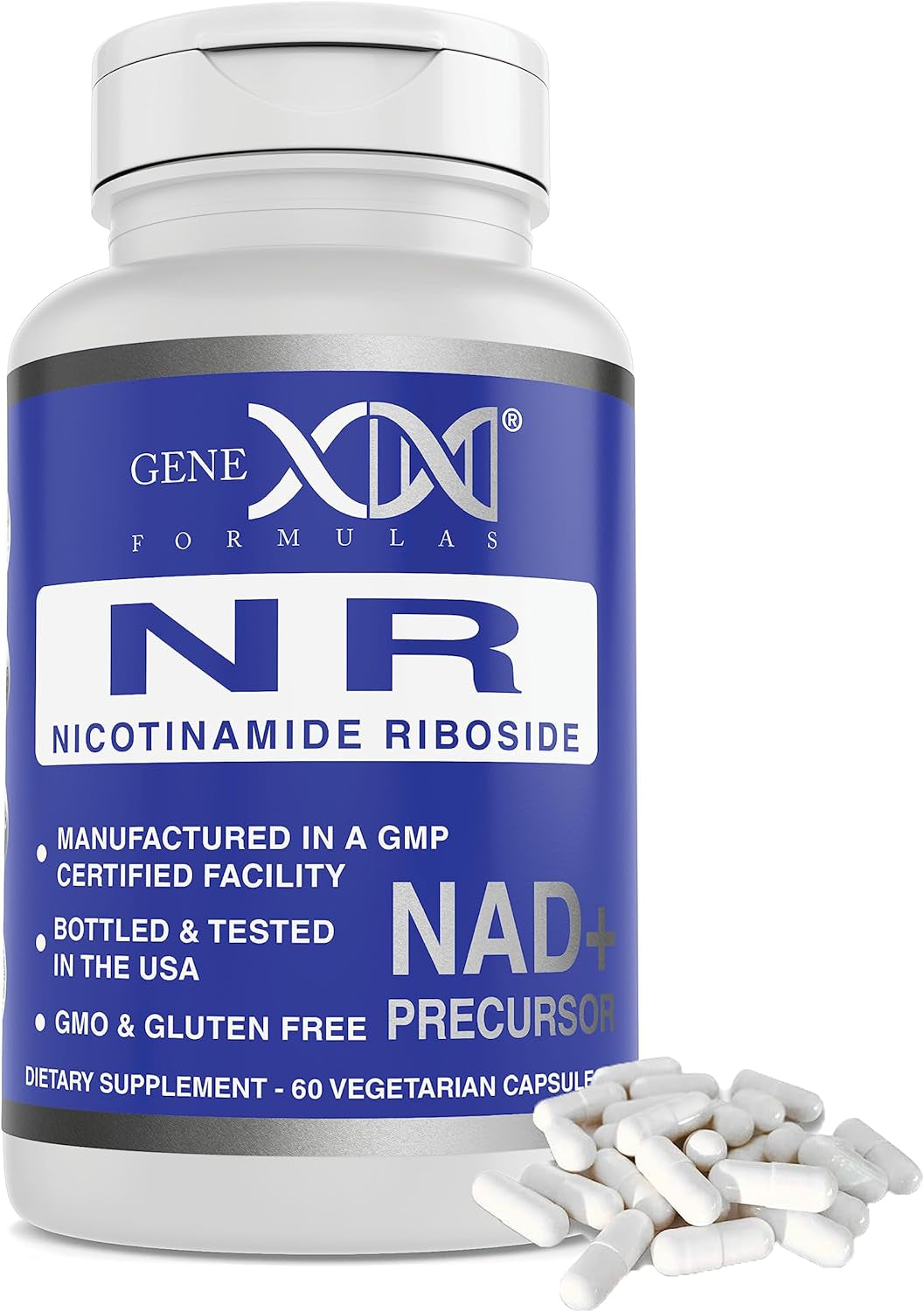 GENEX NR Nicotinamide Riboside 500Mg/Serving (120 Capsules) NAD+ Precursor for Healthy Aging - Gmp-Certified, Non-Gmo, Gluten-Free, Vegetarian (1 Pack) 