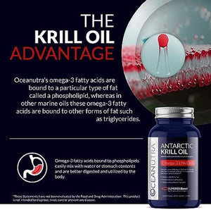 Wild Caught Antarctic Krill Oil 500Mg Softgels, Superbaboost Omega 3 Supplement, EPA & DHA, Astaxanthin, Choline, 56% Phospholipids, Sustainable, No Fish Oil, Vanilla Flavor (60-Day Supply) 