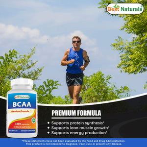 Best Naturals BCAA Branch Chain Amino Acid, 3200Mg per Serving, 400 Capsules - Pharmaceutical Grade - 100% Pure Instantized Formula | Pre/Post Workout Bodybuilding Supplement | Boost Muscle Growth