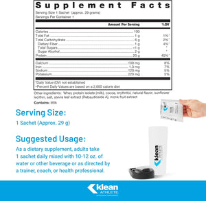 Klean ATHLETE Klean Isolate | Whey Protein Isolate Enhances Daily Protein and Amino Acid Intake for Muscle Integrity* | NSF Certified for Sport | 10 Sachets | Natural Chocolate Flavor