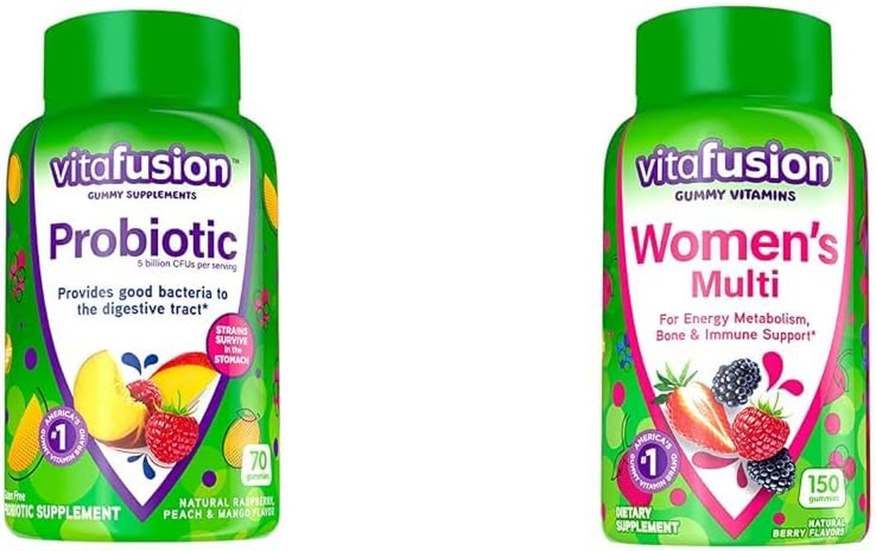 Vitafusion Probiotic Gummy Supplements, Raspberry, Peach and Mango Flavors & Vitamin D3 Gummy Vitamins for Bone and Immune System Support 