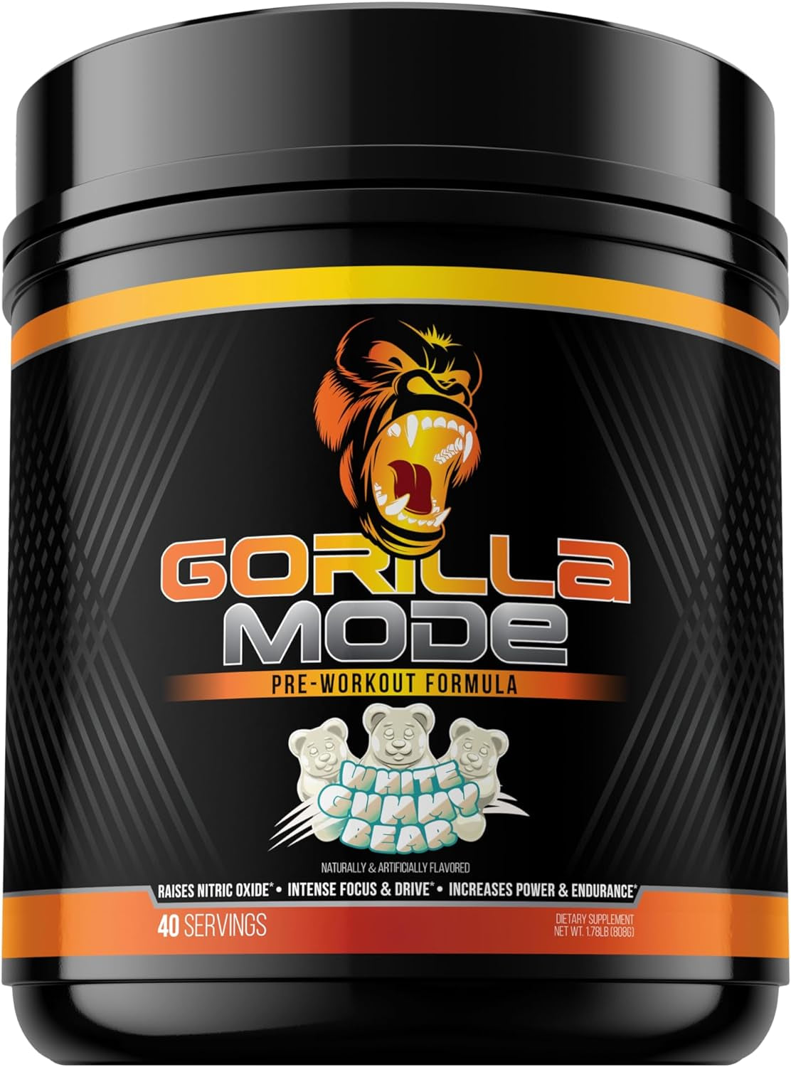 Gorilla Mode Pre Workout - Massive Pumps · Laser Focus · Energy · Power - L-Citrulline, Creatine, L-Tyrosine, Betaine, Hydroprime , Alpha-Gpc, 400Mg 
