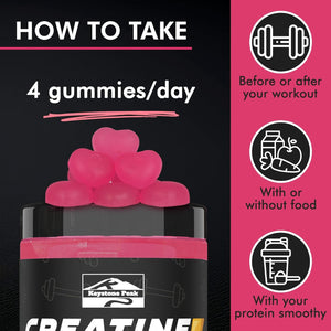 KP Creatine Monohydrate Gummies Pink Lemonade for Men & Women, 100% Creatine Pink Lemonade Gummies, 5G per Serving + Vegan, Sugar Free + Strength, Energy, Muscle & Booty Gain - 120 Count
