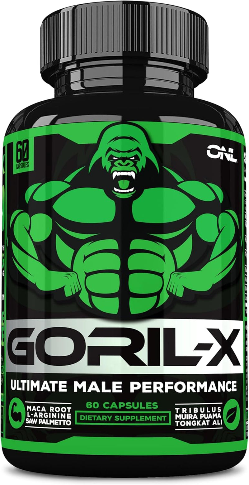 GORIL-X Testosterone Booster for Men - Workout Testosterone Supplement - Increase Size, Strength & Energy - 1000Mg Male Enhancing Horny Goat Weed 
