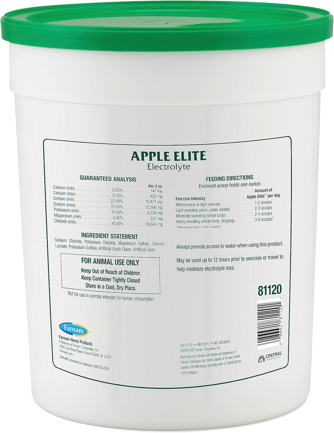 Farnam Apple Elite Horse Electrolyte Powder, Replaces Minerals Lost in Sweat during Exercise, Extreme Weather & Stressful Conditions, 5 Lb., 40 Day Supply