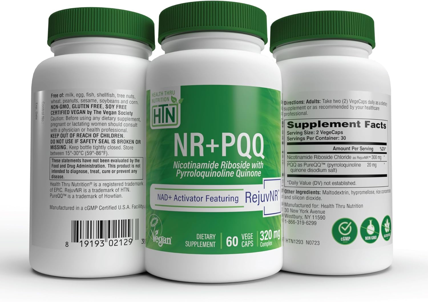 Health Thru Nutrition NR with PQQ | 300Mg Nicotinamide Riboside and 20Mg PQQ as Pureqq & Rejuvnr NAD+ Activator and Mitochondria Maximizer | Certified Vegan Non-Gmo | 3Rd Party Tested | Pack of 60