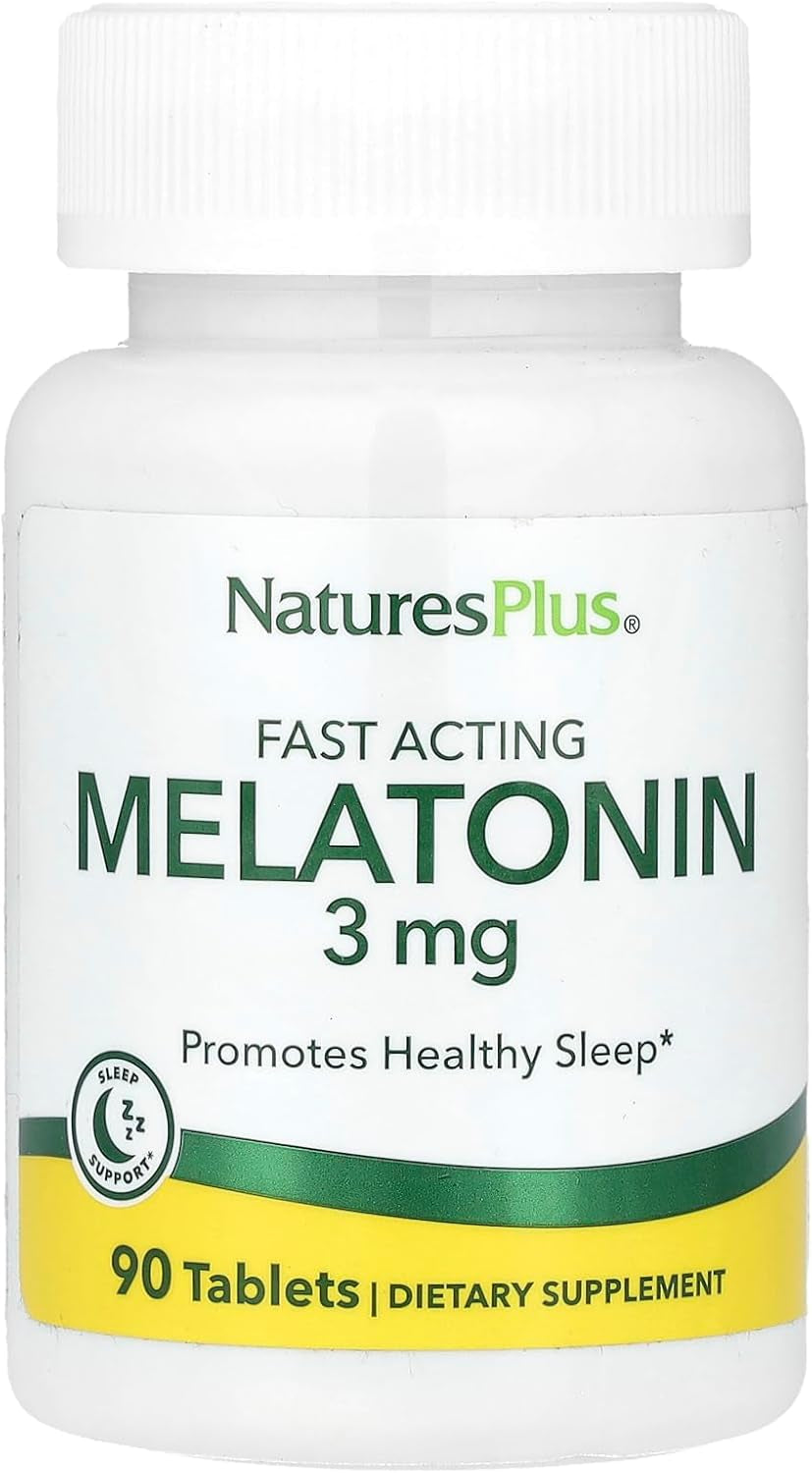 Natures plus Melatonin 3 Mg - 90 Fast-Acting Tablets - Supports Restful Sleep, Healthy Immune System & Mental Sharpness - Vegan, Gluten Free - 90 Servings