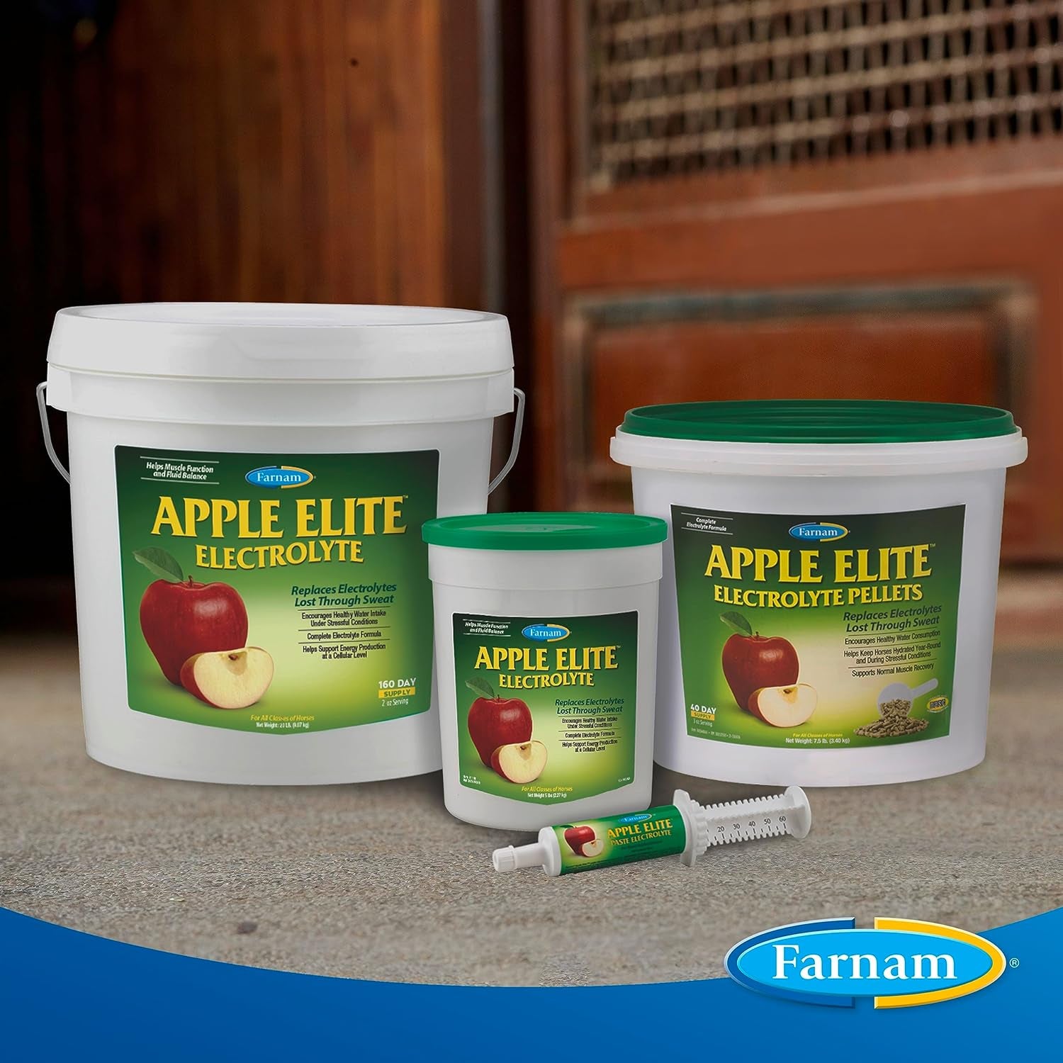 Farnam Apple Elite Horse Electrolyte Powder, Replaces Minerals Lost in Sweat during Exercise, Extreme Weather & Stressful Conditions, 5 Lb., 40 Day Supply