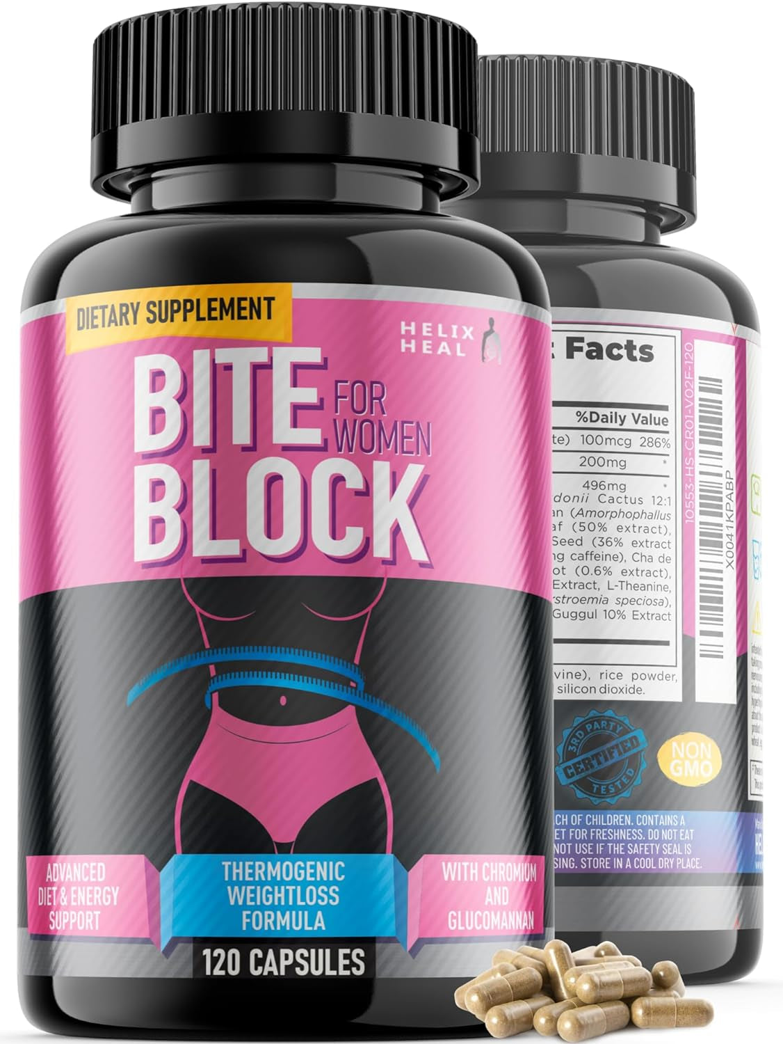 Appetite Suppressant for Weight Loss Women - Pills for Bloating Relief & Carb Blocker, Thermogenic Belly Fat Burner W/Chromium Caffeine Glucomannan 
