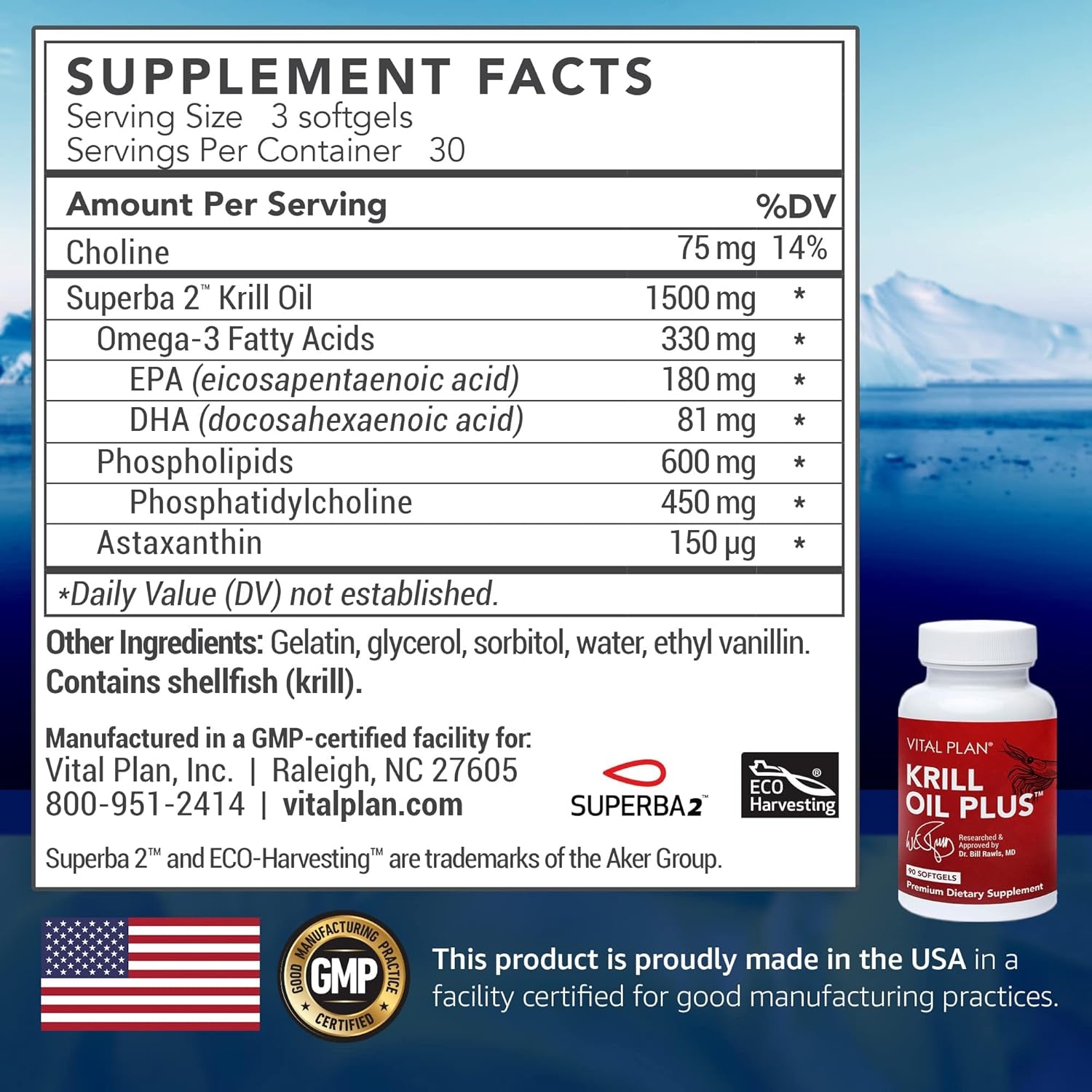 Krill Oil plus Supplement - 90 Krill Omega-3 Softgels Researched & Approved by Dr. Bill Rawls - Astaxanthin Supplement for Heart, Liver & Brain Health
