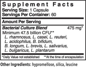 Flora-Biotic Ultra | Probiotic Supplement to Support Balanced Intestinal Flora* | 47.5 Billion CFU plus 10 Probiotic Strains | 60 Capsules