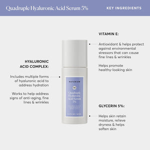 Naturium Quadruple Hyaluronic Acid Serum 5%, Hydrating & Anti-Aging Face Moisturizer, Fragrance Free, 1.0 Oz 