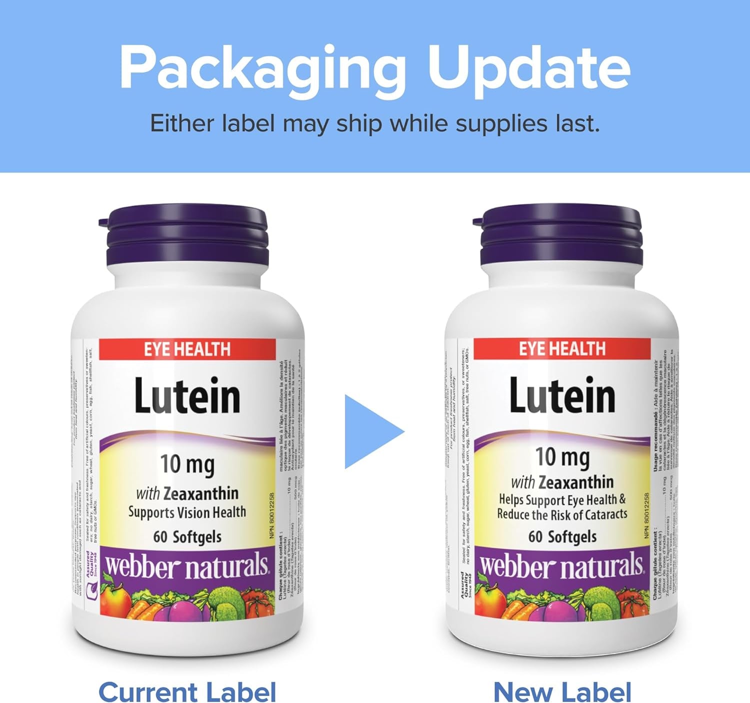 Webber Naturals Lutein with Zeaxanthin Softgel, 10Mg 60 Count