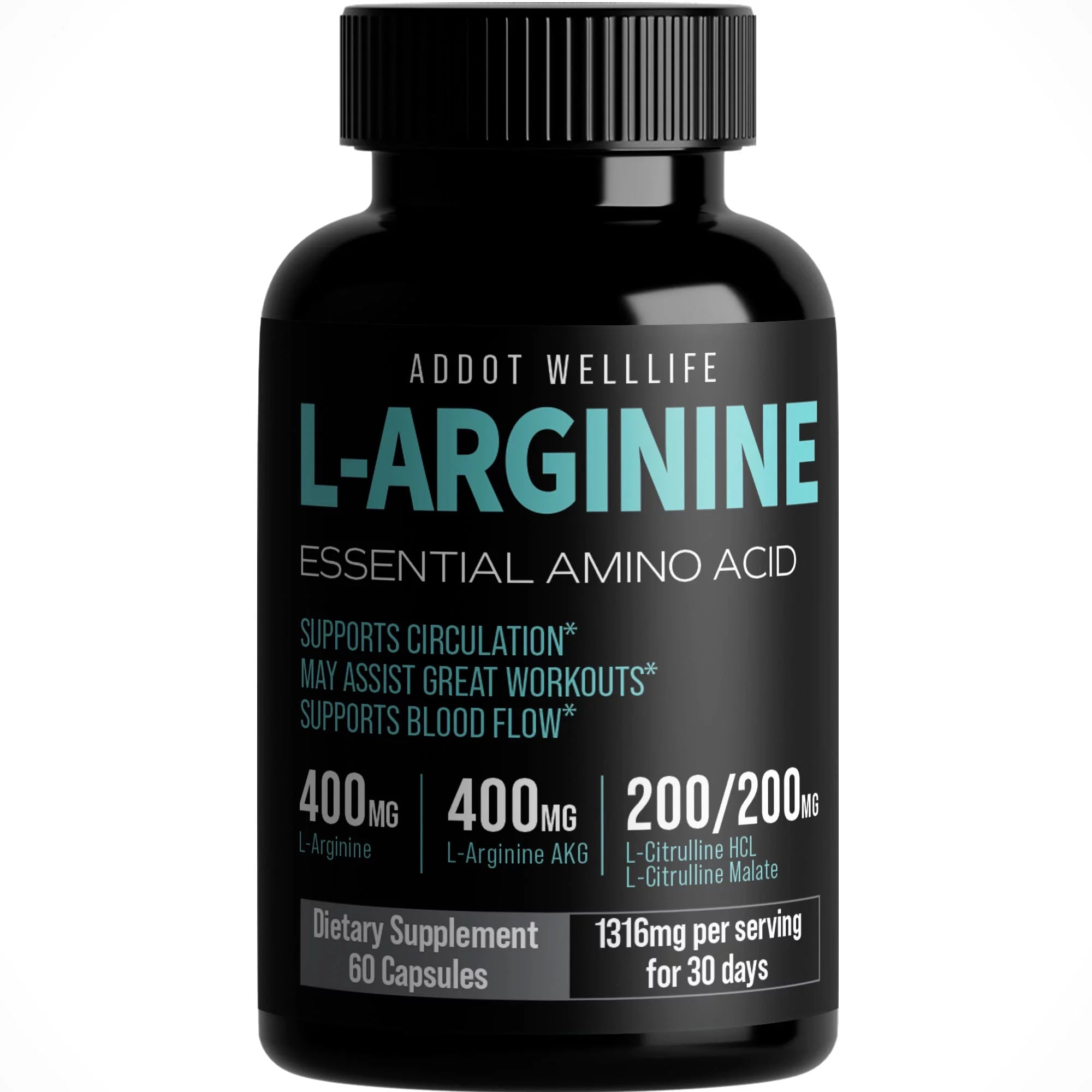 L-Arginine Complete, Nitric Oxide Supplement for Mens Health - L-Arginine, L-Arginine AKG, L- Citrulline HCL, Beta-Alanine for Energy, Performance, 