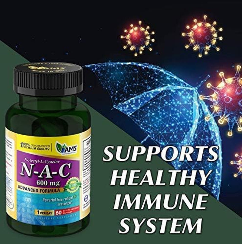 America Medic & Science NAC 600Mg – NAC Supplement for Lung Health & Immune Support, Liver Support & Antioxidants – N-Acetyl-L-Cysteine – 60 Capsules (Pack of 3)