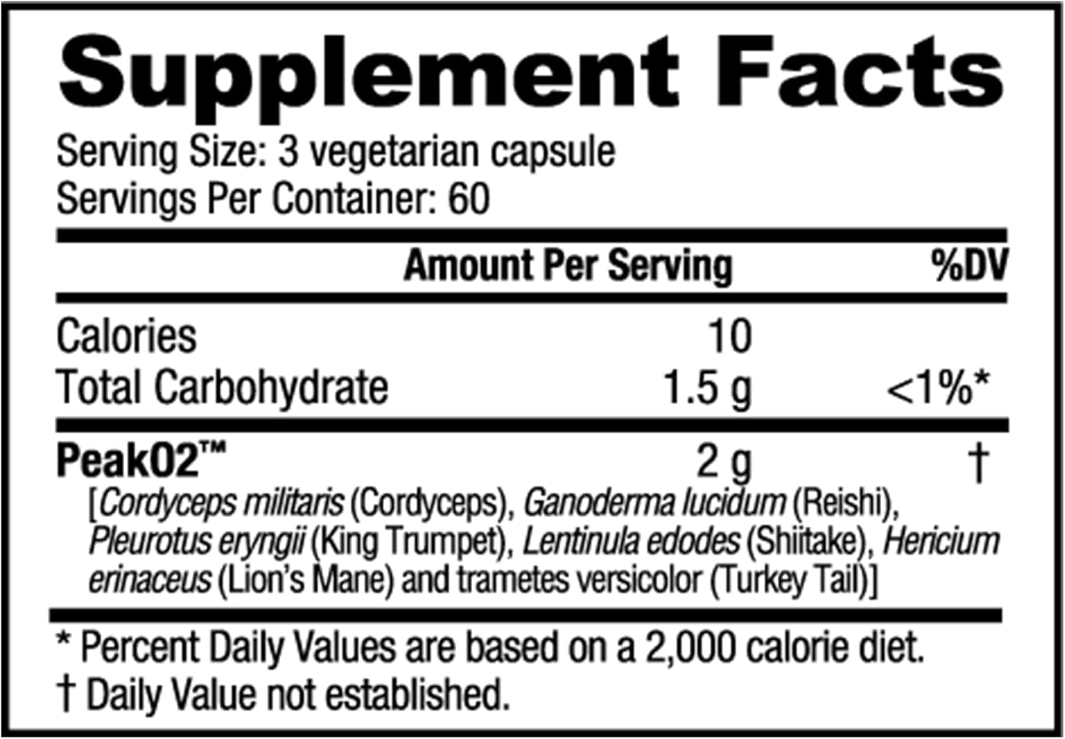 Nutrabio Peako2 Workout Supplement, 180 Capsules - Mushroom Blend Supplement to Help Enhance Athletic Performance and Overall Health, 60 Servings