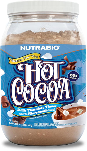 Nutrabio – Hot Chocolate Protein Powder – Support Muscle Recovery, Strength and Size – Low Calorie, Low Carb – 18 Servings – 20 Grams of Protein