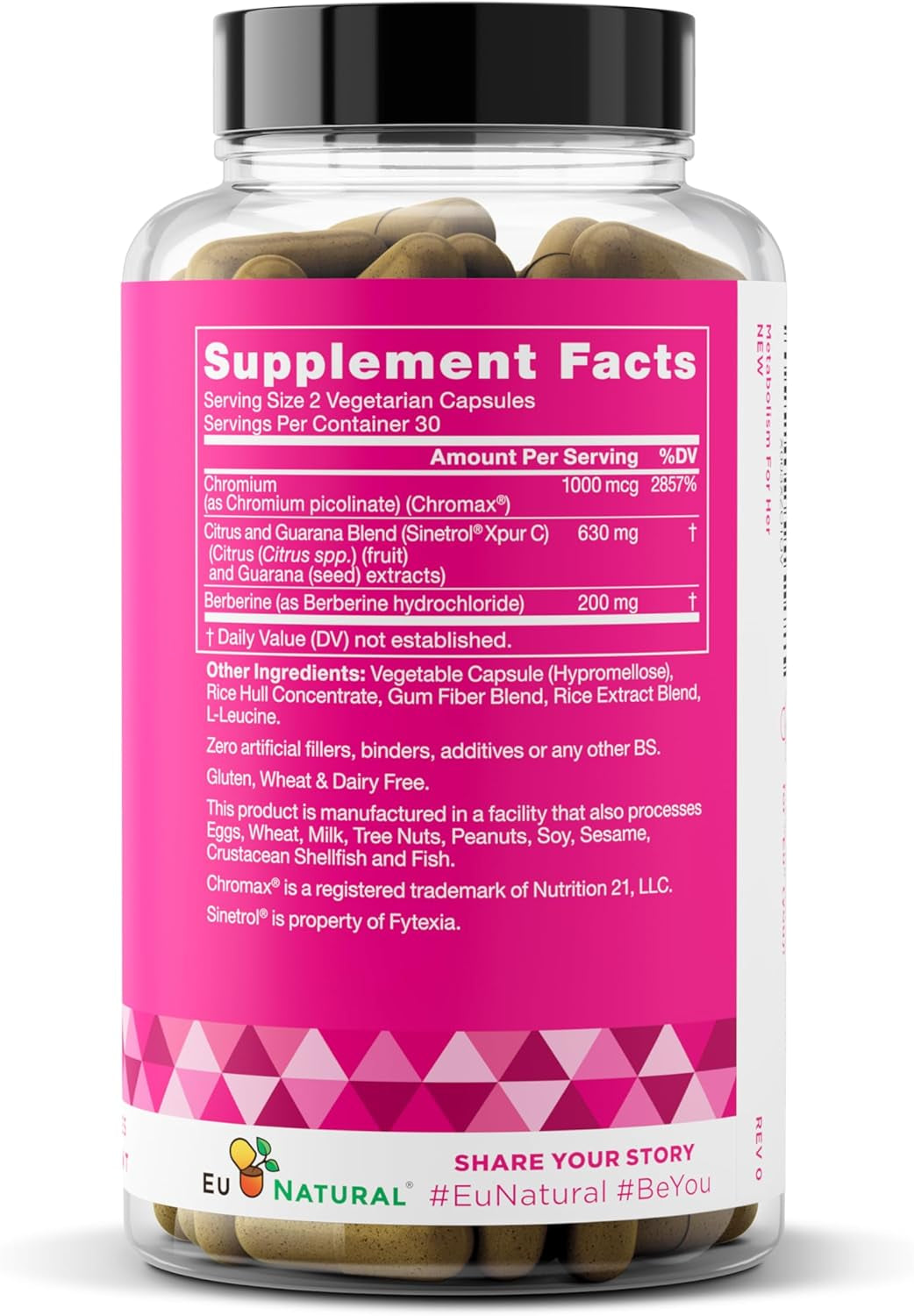 Metabolism for Her - Weight Loss Pills for Women - Appetite Suppressant, Fat Burner, Metabolism Booster - Combat Cravings & Lose Belly Fat - Berberine, Chromium Picolinate & Guarana - 60 Veg Capsules 
