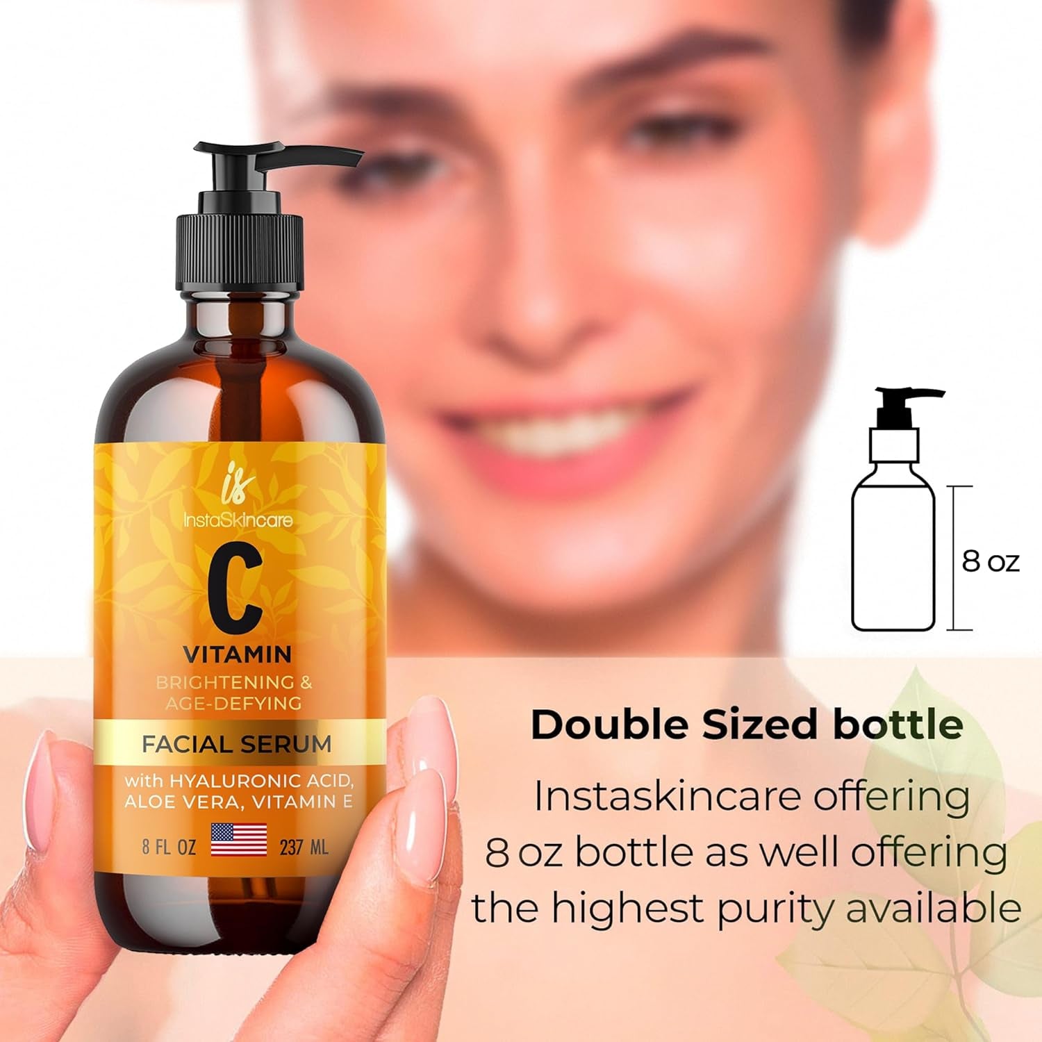 Instaskincare Vitamin C Serum 8Oz - Bovine Colostrum Powder 40% Igg 3.17 OZ 