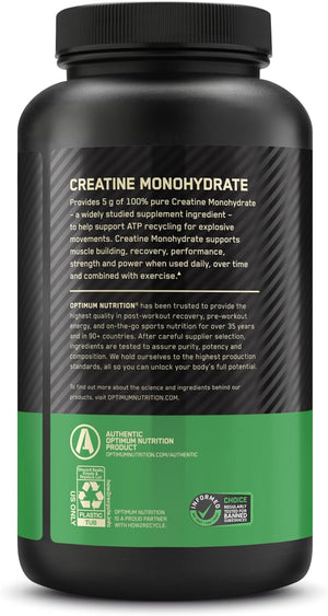 Optimum Nutrition Micronized Creatine Monohydrate Powder, Unflavored, Keto Friendly, 60 Servings (Packaging May Vary) 