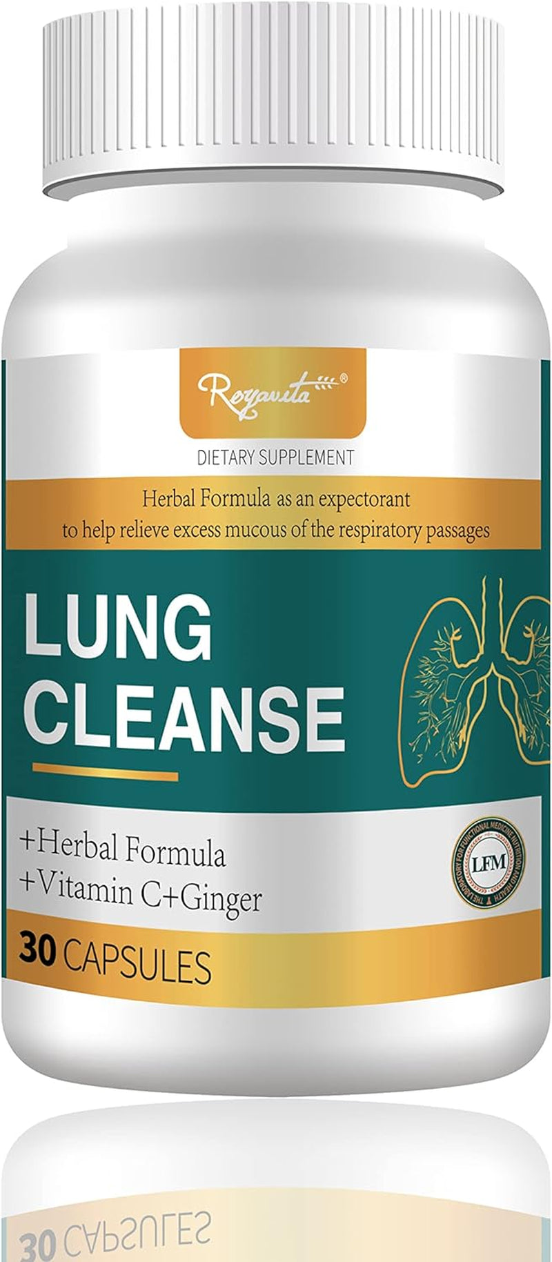 Royavita®Lung Cleanse Is an Effective Agent to the People at Risk or Challenged by Viral Infection, Smoking, COPD, Asthma, Pollution - 7 Natural Ingredients - Non-Gmo - Made in USA (1)