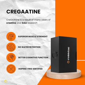 Micronized Creatine Monohydrate + GAA - No Water Retention Approved Science Creatine Vegan & Gluten Free for Muscle Growth Memory & Focus, for Men & Women (Orange)