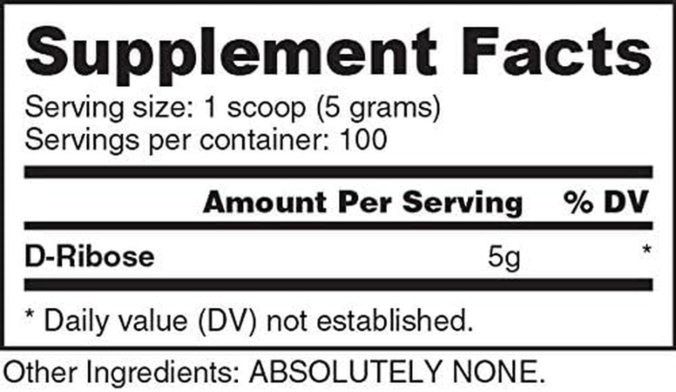 Nutrabio Ribose Supplement for a Healthy Heart and Energy Boost, 500G of Powder