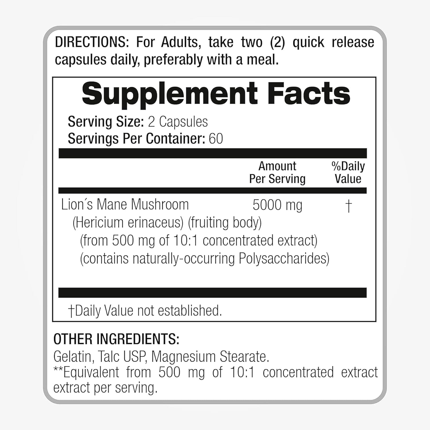 Lab | Lions Mane | 120 Capsules | Lions Mane Supplement | Lions Mane Supplement Capsules | Mushroom Supplement | Ultra High Absorption.