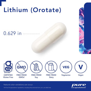 Lithium (Orotate) 1 Mg | Support for Calmness and Behavior | 90 Capsules 