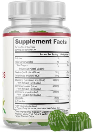 Snap Supplements Blood Sugar Gummies, Support Already Healthy Blood Sugar Levels, Cinnamon Bark and Blueberry Fruit Extract, Natural Melon Flavor, 60 Gummies