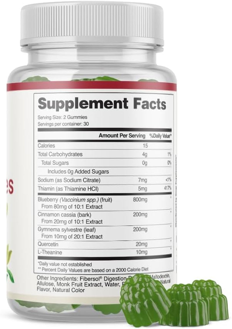 Snap Supplements Blood Sugar Gummies, Support Already Healthy Blood Sugar Levels, Cinnamon Bark and Blueberry Fruit Extract, Natural Melon Flavor, 60 Gummies