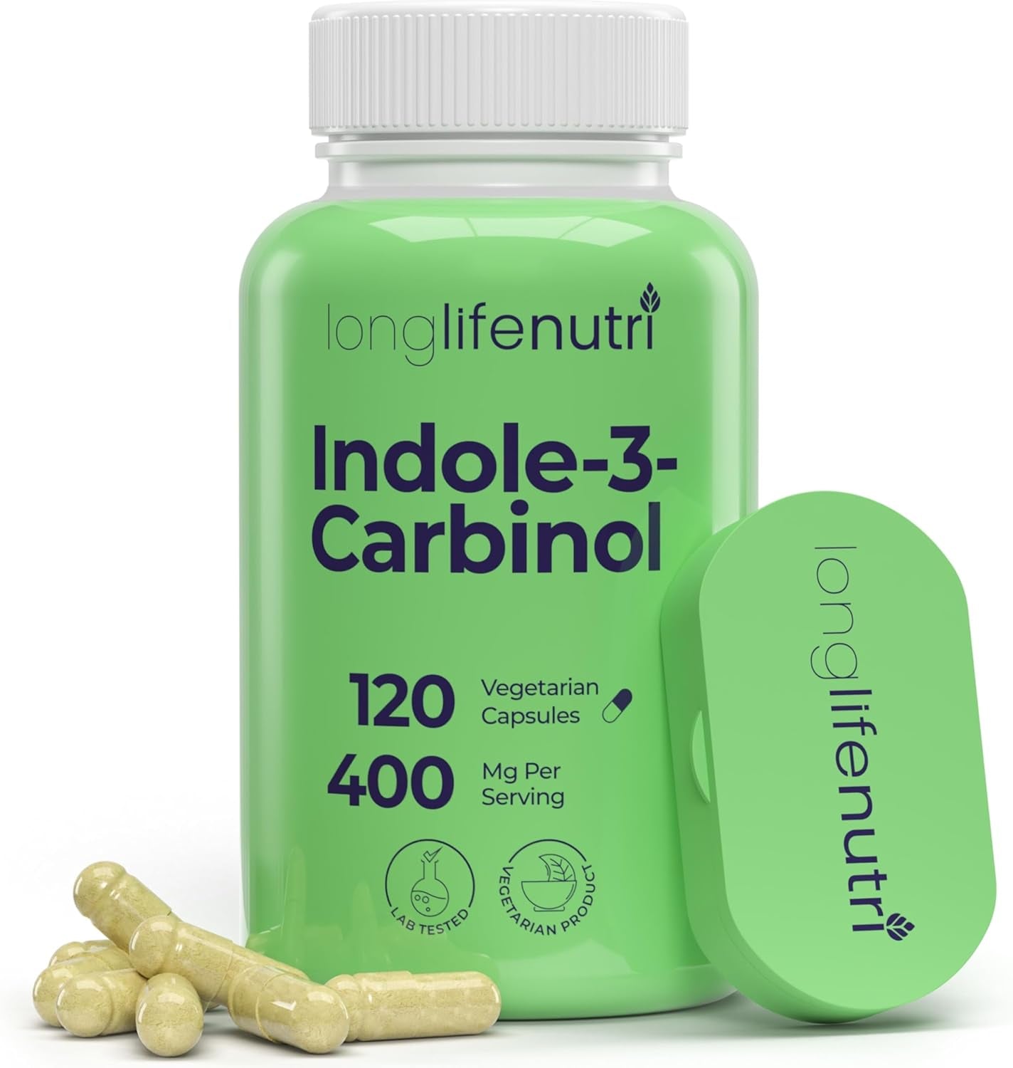 Indole-3-Carbinol 400Mg - 120 Vegeterian Capsules, 4-Month Supply - Organic Supplement for Hormone Balance & Cellular Health - Lab Tested, Made in USA