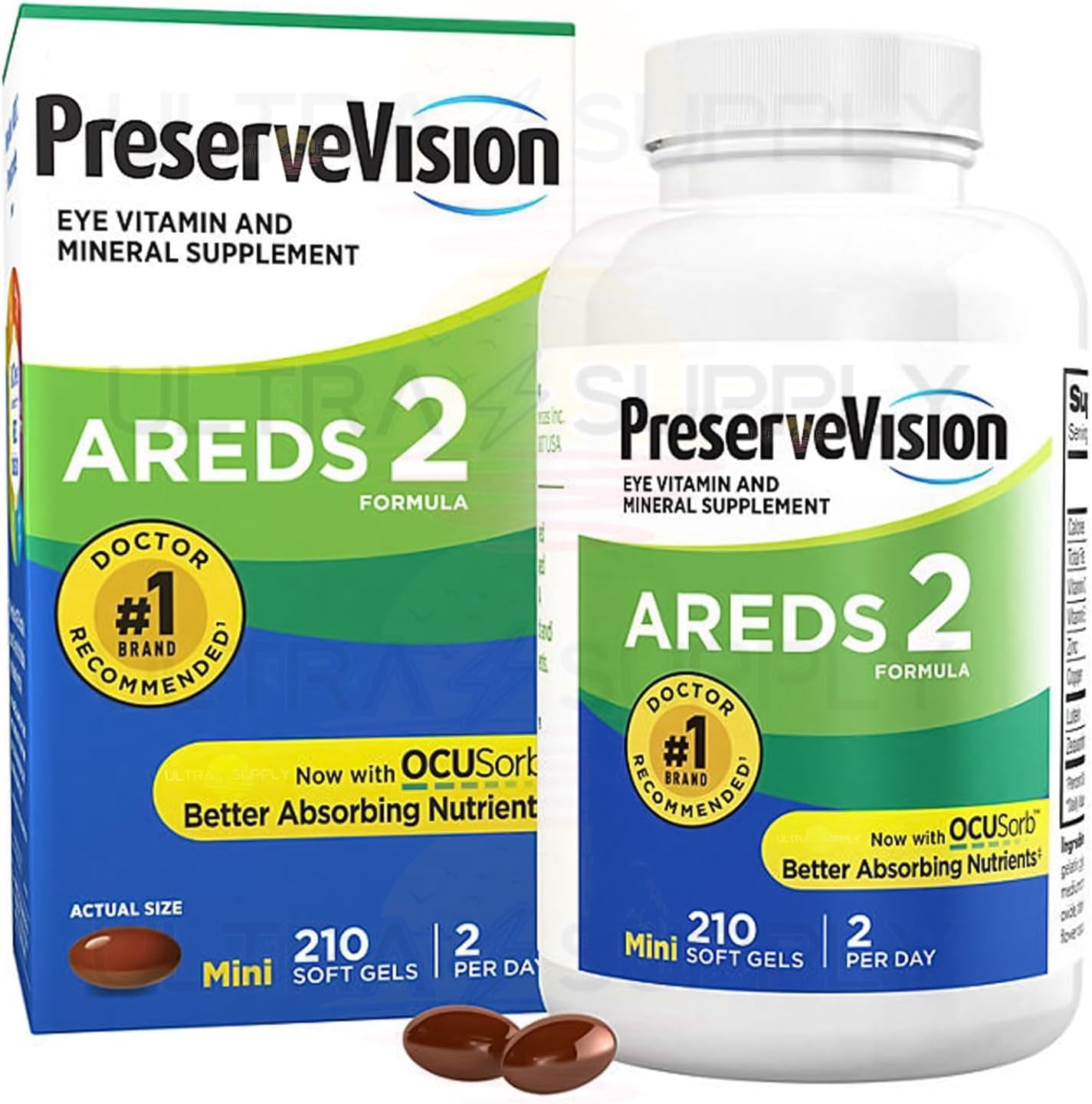 Preserve Vision AREDS 2 Formula Eye Vitamin & Mineral Supplement - 210 Count Mini Softgels | Lutein, Vitamin C, Zeaxanthin, Zinc & Vitamin E | B+L Preservevision 