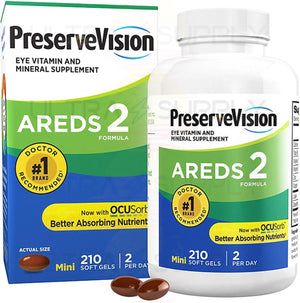 Preserve Vision AREDS 2 Formula Eye Vitamin & Mineral Supplement - 210 Count Mini Softgels | Lutein, Vitamin C, Zeaxanthin, Zinc & Vitamin E | B+L Preservevision 