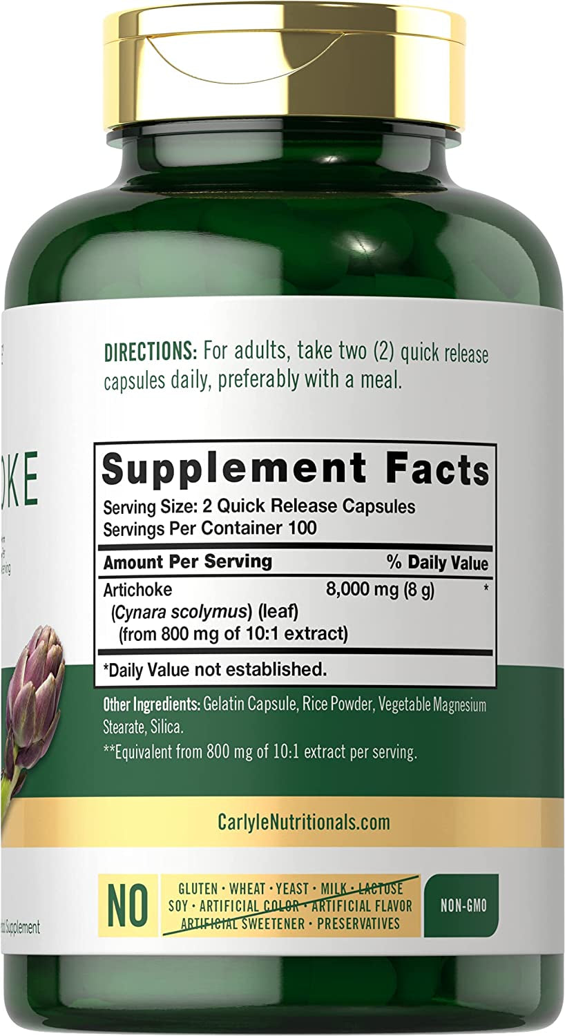 Carlyle Artichoke Extract Capsules 8000Mg | 200 Count | Non-Gmo, Gluten Free Supplement
