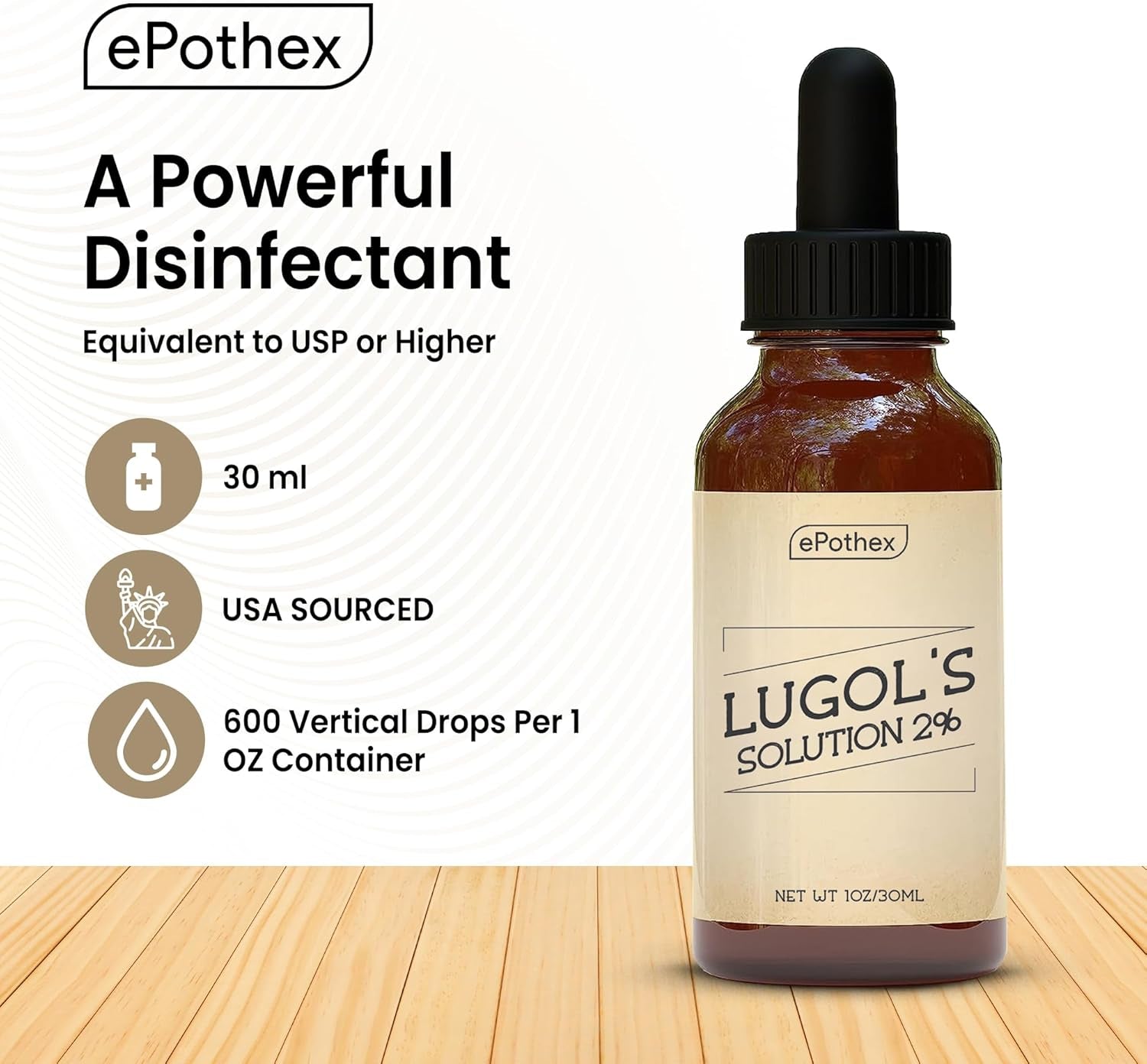Lugol'S Solution 2% 1Oz Glass Dropper Bottle. Contains Potassium Iodide and Iodine, 30Ml