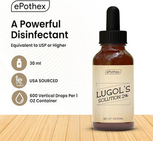 Lugol'S Solution 2% 2Oz Glass Dropper Bottle. Contains Potassium Iodide and Iodine, 60Ml 